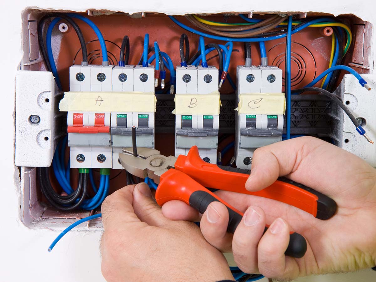 A circuit board being worked on