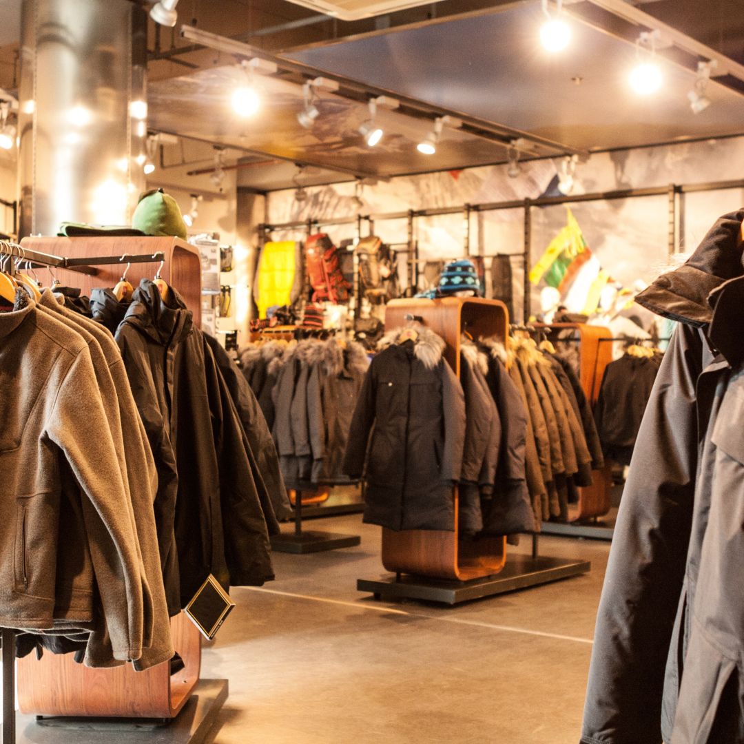 interior of a retail business with spotlight lighting