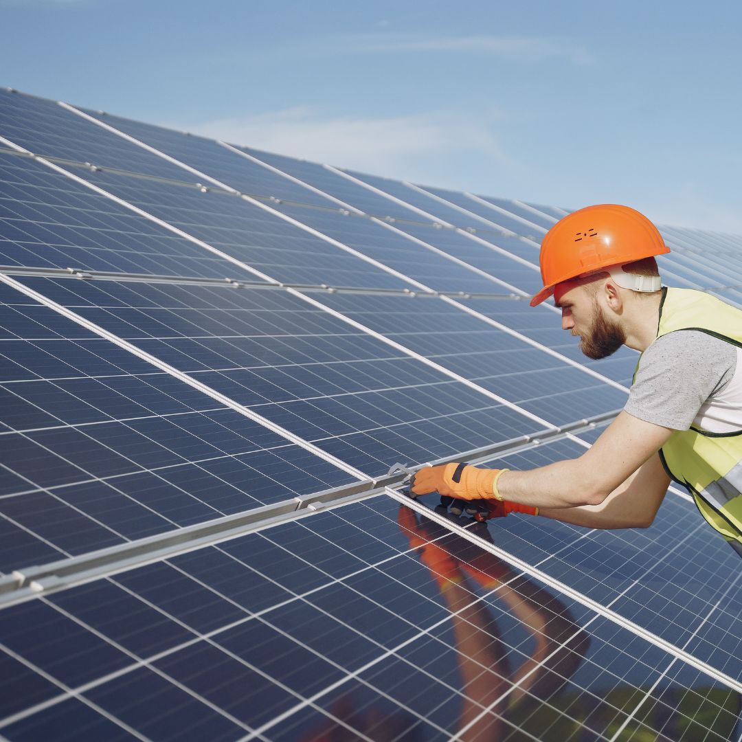electrician on solar panels