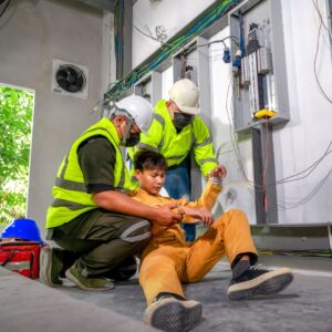 man suffering from electric shock