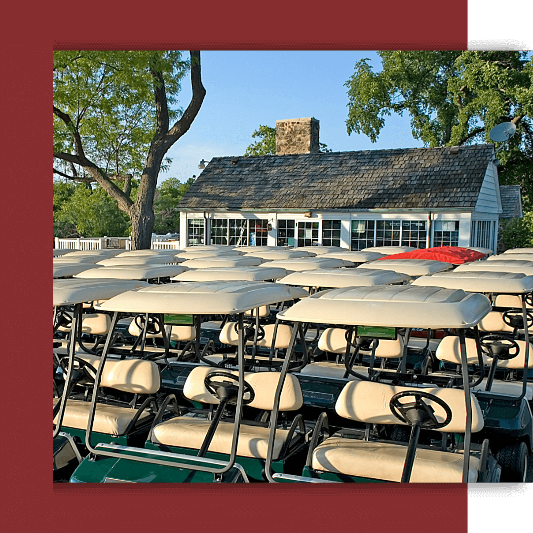 golf clubhouse and carts
