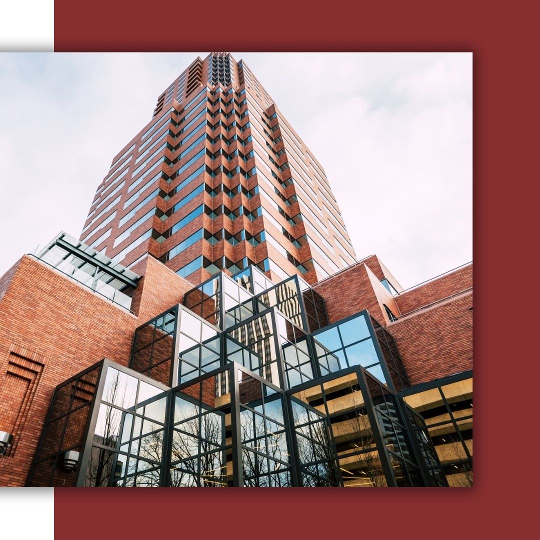 a geometric commercial building