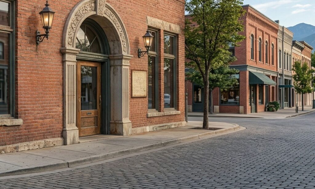 Charming historic brick building in a Northern Colorado downtown setting.