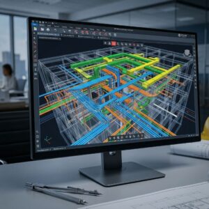 Detailed BIM software view showing electrical and mechanical coordination.